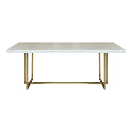 Armen Living Harmony Contemporary Dining Table in Brushed Gold Finish and Ash Veneer Top LCHRDIBG